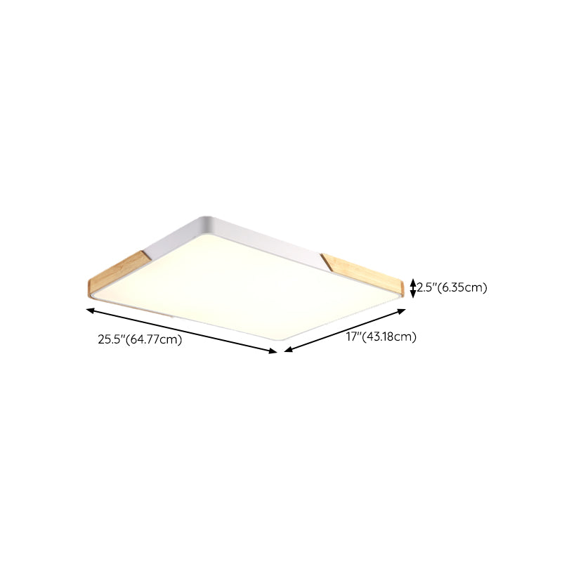 Modern Wood Flush Mount LED Geometric Shape Ceiling Light with Acrylic Shade