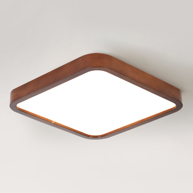 Modern Wood Flush Mount Geometric Shape LED Ceiling Light with Acrylic Shade