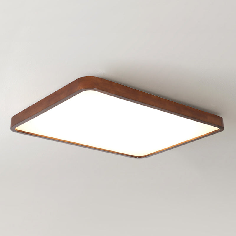 Modern Wood Flush Mount Geometric Shape LED Ceiling Light with Acrylic Shade