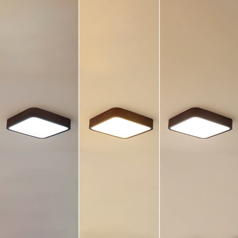 Modern Wood Flush Mount Geometric Shape LED Ceiling Light with Acrylic Shade