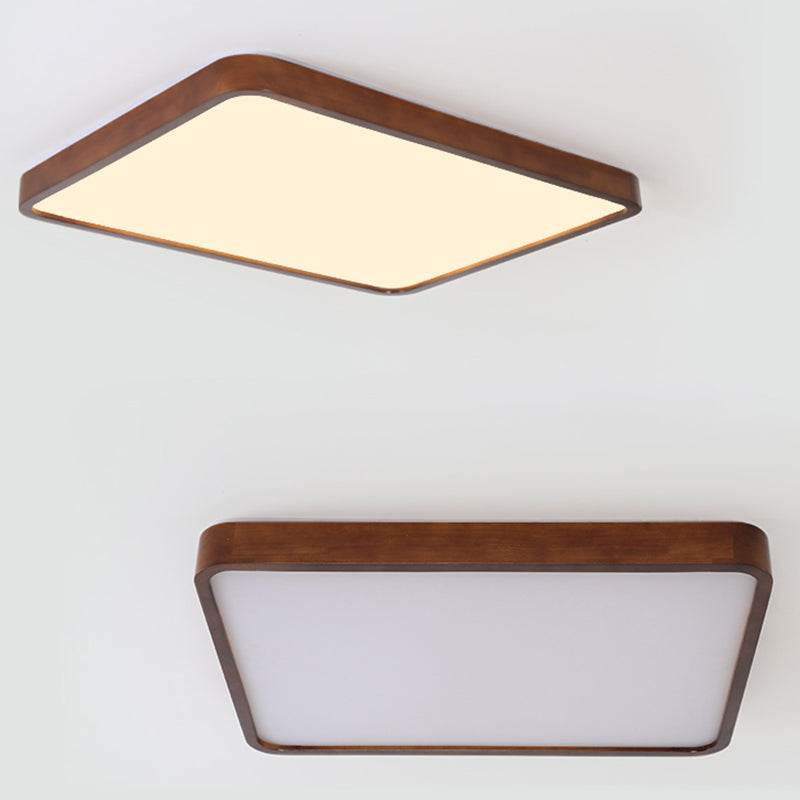 Modern Wood Flush Mount Geometric Shape LED Ceiling Light with Acrylic Shade