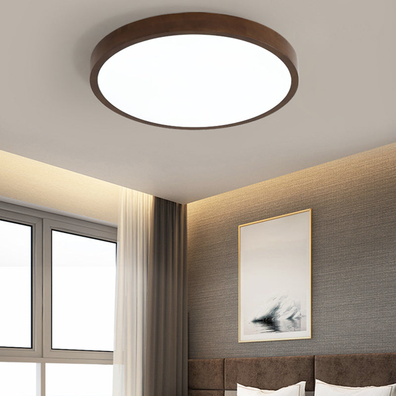 Modern Wood Flush Mount Geometric Shape LED Ceiling Light with Acrylic Shade