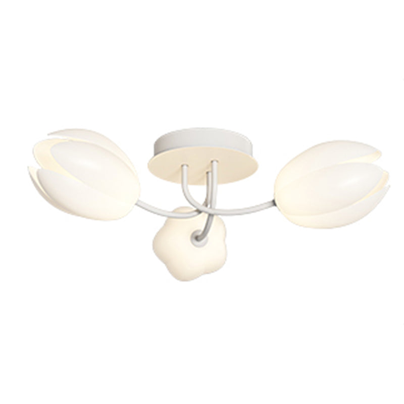 Modern Metal Flush Mount Flower Shape Ceiling Light with Plastic Shade for Living Room