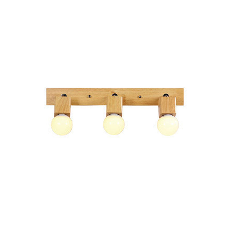 Modern Mirror Front Light Multi Lights Vanity Light with Wood for Bathroom