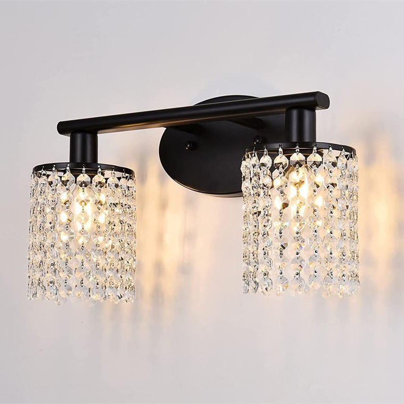 Clear Crystal Tassel Bath Vanity Light 2 / 3 / 4 - Light Metal Bathroom Vanity Lighting