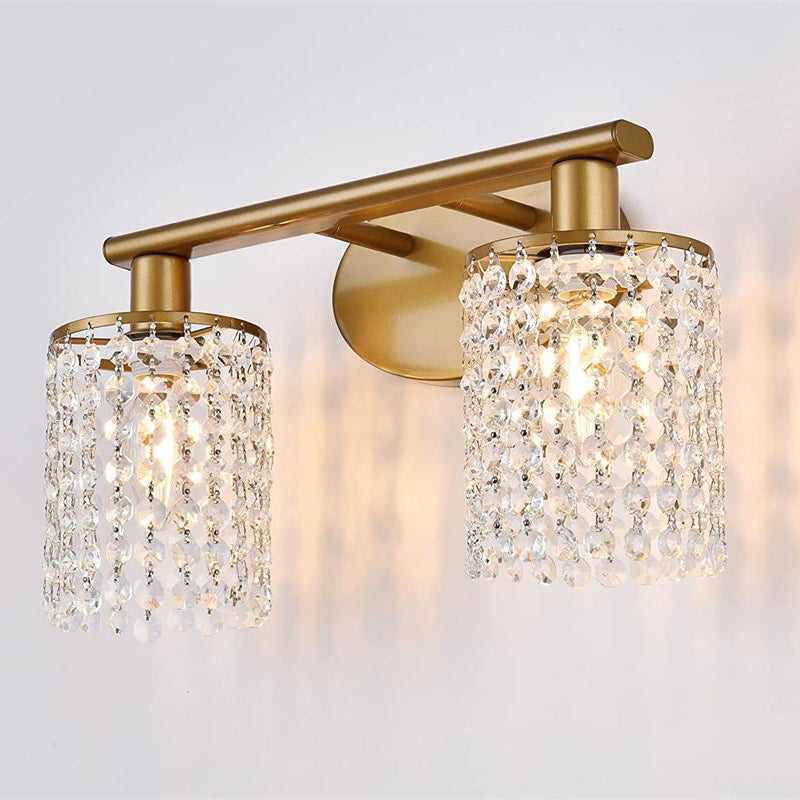 Clear Crystal Tassel Bath Vanity Light 2 / 3 / 4 - Light Metal Bathroom Vanity Lighting