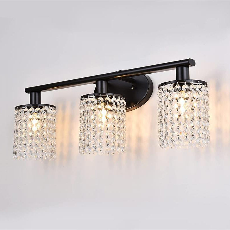 Clear Crystal Tassel Bath Vanity Light 2 / 3 / 4 - Light Metal Bathroom Vanity Lighting