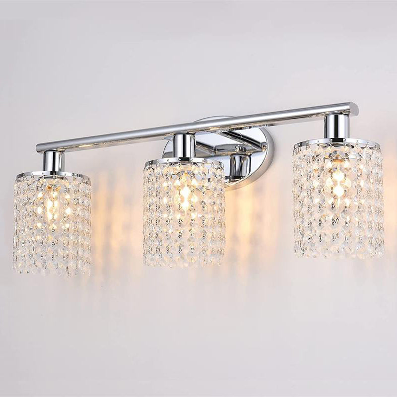 Clear Crystal Tassel Bath Vanity Light 2 / 3 / 4 - Light Metal Bathroom Vanity Lighting