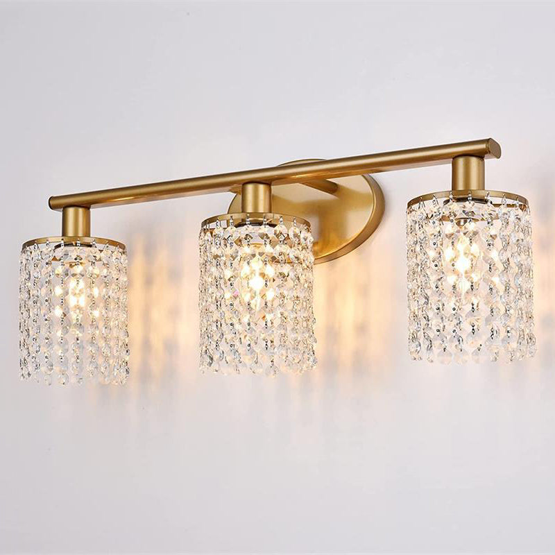 Clear Crystal Tassel Bath Vanity Light 2 / 3 / 4 - Light Metal Bathroom Vanity Lighting