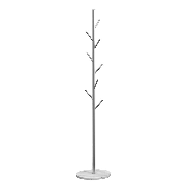 Modern Coat Rack Marble Bottom Metal Entry Hall Tree with Coat Hooks