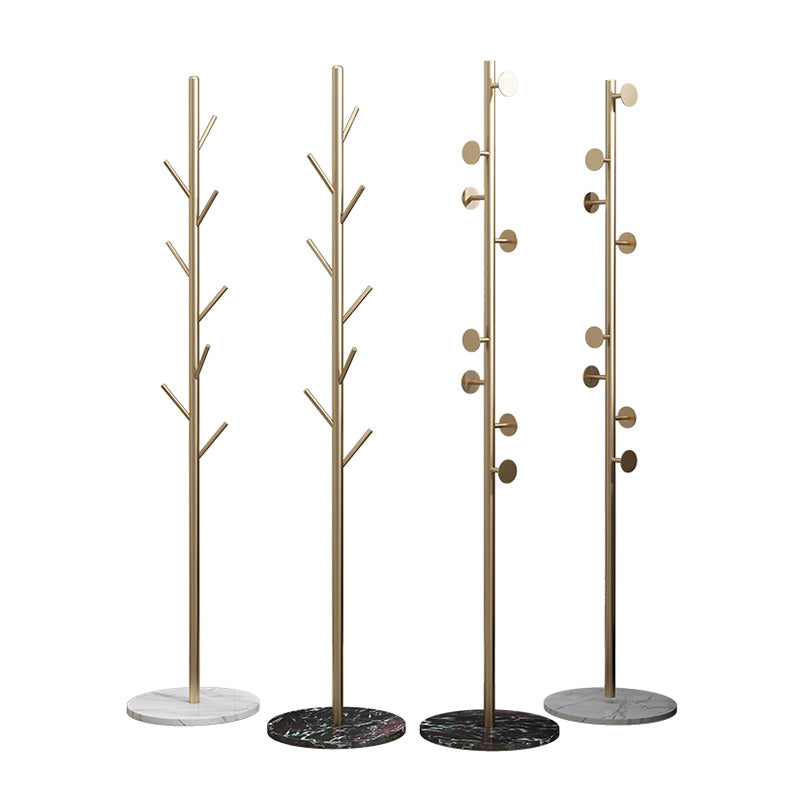 Modern Coat Rack Marble Bottom Metal Entry Hall Tree with Coat Hooks