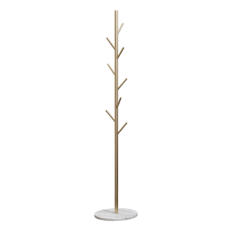 Modern Coat Rack Marble Bottom Metal Entry Hall Tree with Coat Hooks