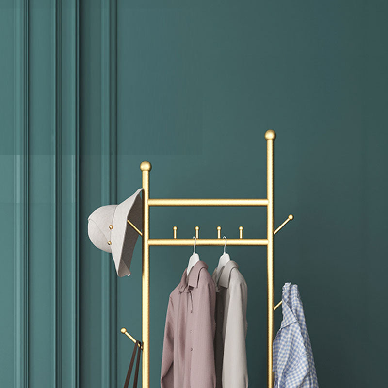 Luxurious Metallic Coat Hanger Solid Color Free Standing Hooks Design Coat Rack