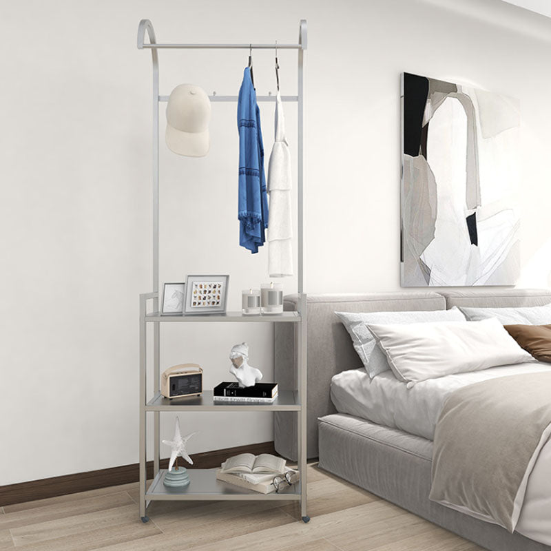 Luxurious Metallic Coat Hanger Free Standing Multilayer Shelves Design Coat Rack