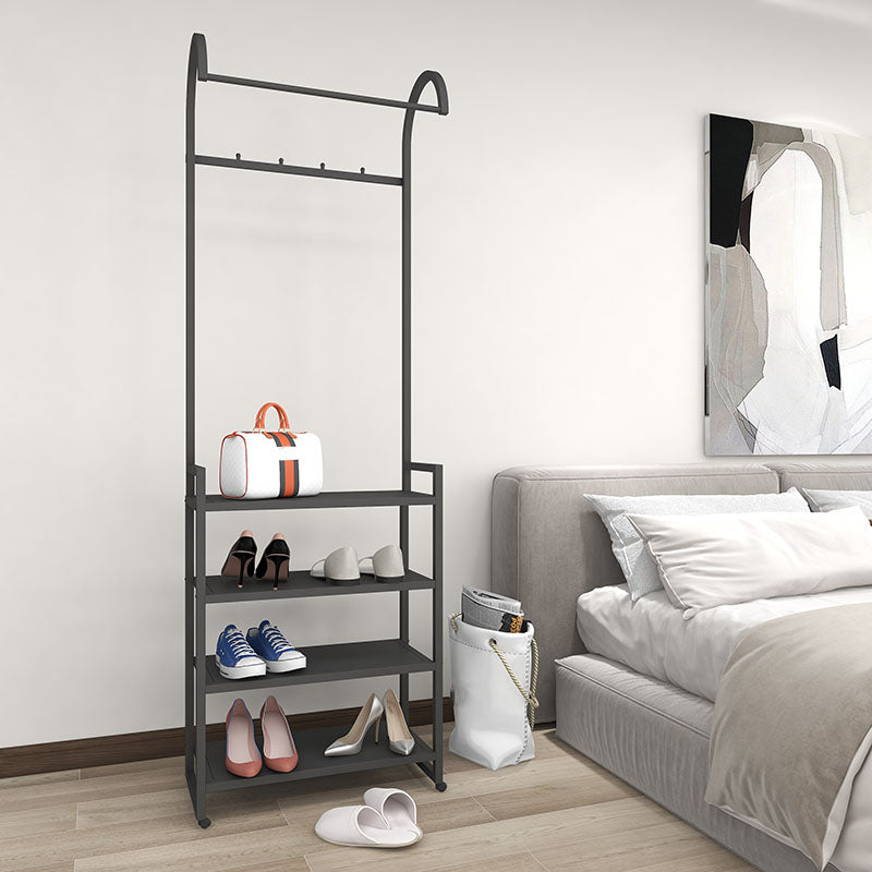 Luxurious Metallic Coat Hanger Free Standing Multilayer Shelves Design Coat Rack