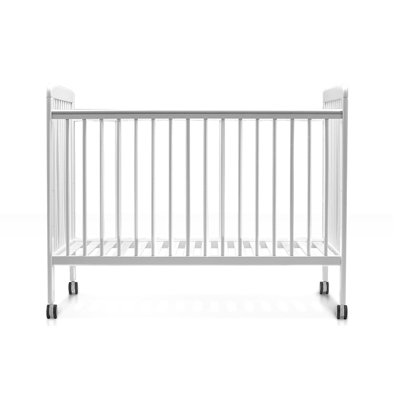 Nordic Style Solid Wood Crib White 5-In-1 Convertible Crib with Casters