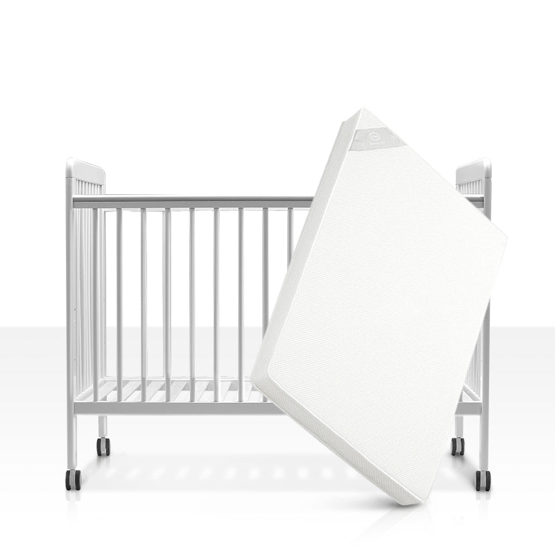 Nordic Style Solid Wood Crib White 5-In-1 Convertible Crib with Casters