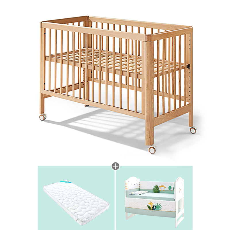 Modern Rectangle Movable Crib Solid Wood  4-In-1 Convertible Crib