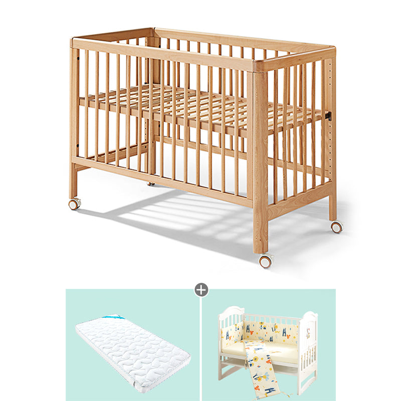 Modern Rectangle Movable Crib Solid Wood  4-In-1 Convertible Crib