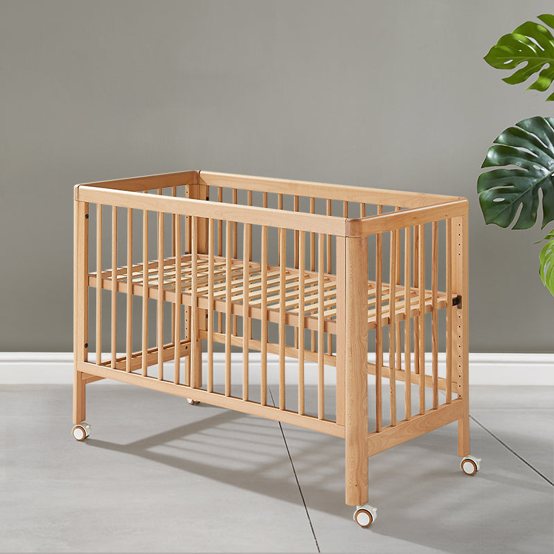 Modern Rectangle Movable Crib Solid Wood  4-In-1 Convertible Crib