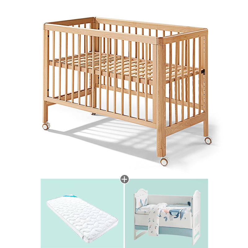 Modern Rectangle Movable Crib Solid Wood  4-In-1 Convertible Crib