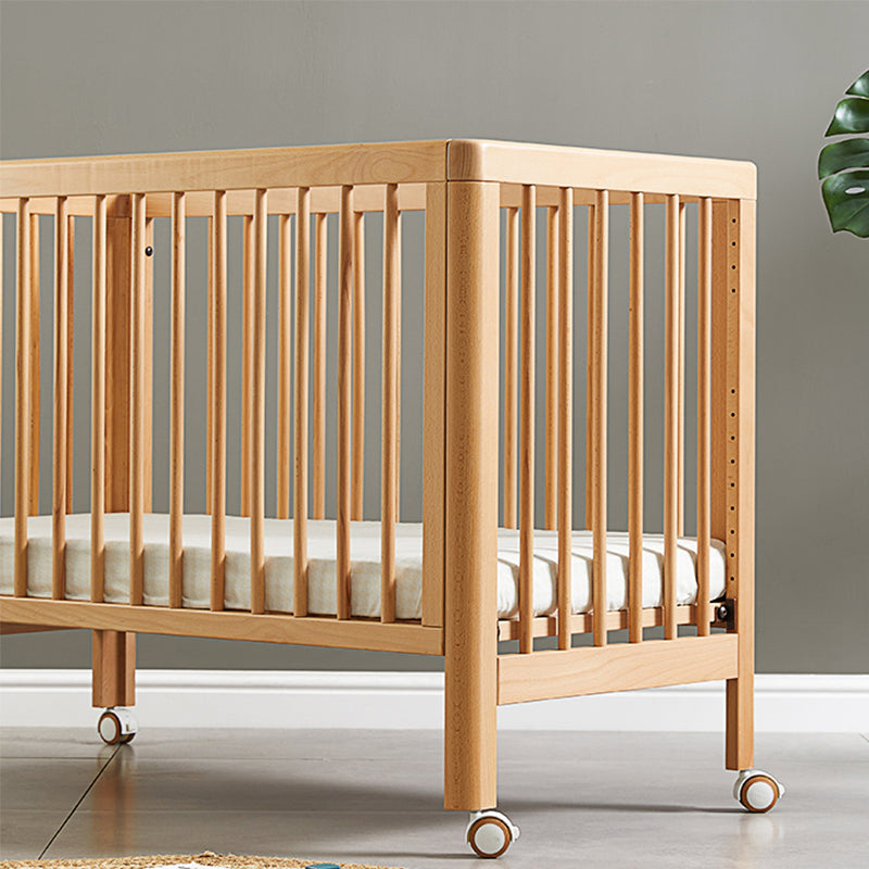 Modern Rectangle Movable Crib Solid Wood  4-In-1 Convertible Crib