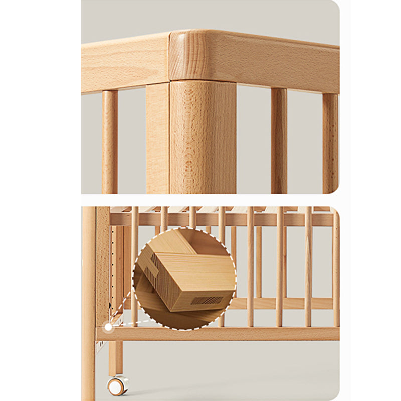 Modern Rectangle Movable Crib Solid Wood  4-In-1 Convertible Crib