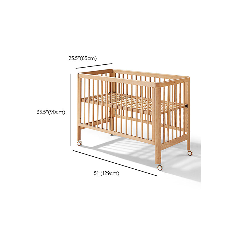 Modern Rectangle Movable Crib Solid Wood  4-In-1 Convertible Crib