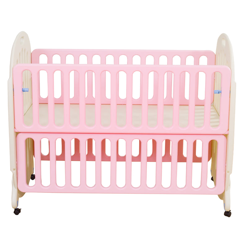 Modern Style Plastic Crib Home 4-In-1 Convertible Crib with Casters