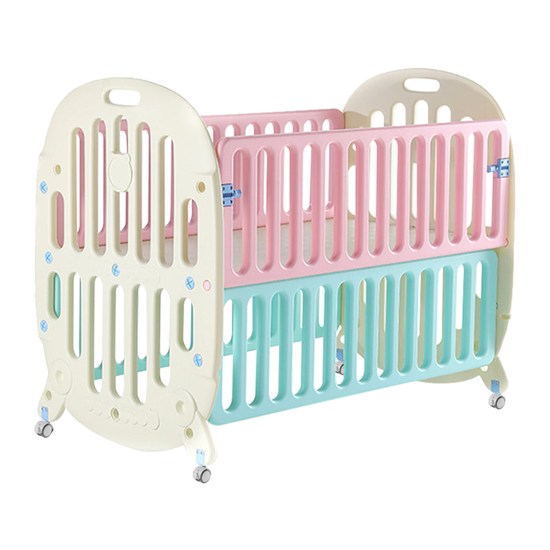 Modern Style Plastic Crib Home 4-In-1 Convertible Crib with Casters