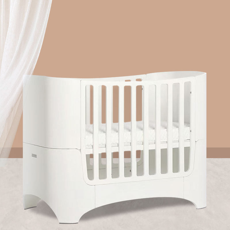 Solid Wood Adjustable Height Crib Home  5-In-1 Convertible Crib