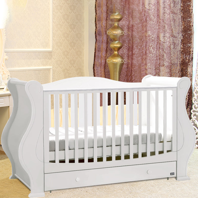 Rectangle Solid Wood Crib Traditional 3-In-1 Convertible Crib with Drawer