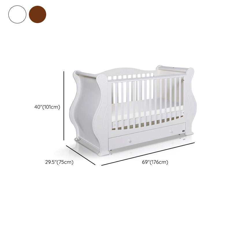 Rectangle Solid Wood Crib Traditional 3-In-1 Convertible Crib with Drawer