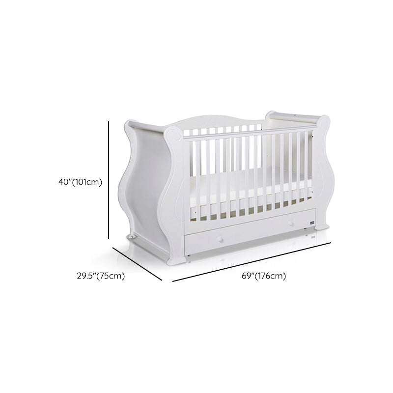 Rectangle Solid Wood Crib Traditional 3-In-1 Convertible Crib with Drawer