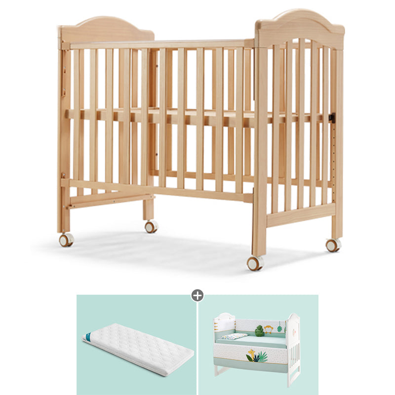 Rectangle Farmhouse Style Crib Solid Wood 3-In-1 Convertible Crib