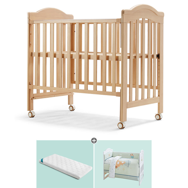 Rectangle Farmhouse Style Crib Solid Wood 3-In-1 Convertible Crib