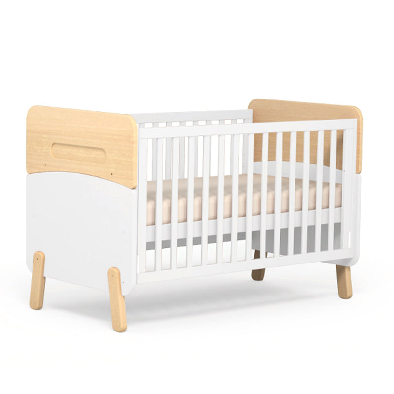 Nordic Style Solid Wood Crib Rectangle Bedroom 3-In-1 Convertible Crib