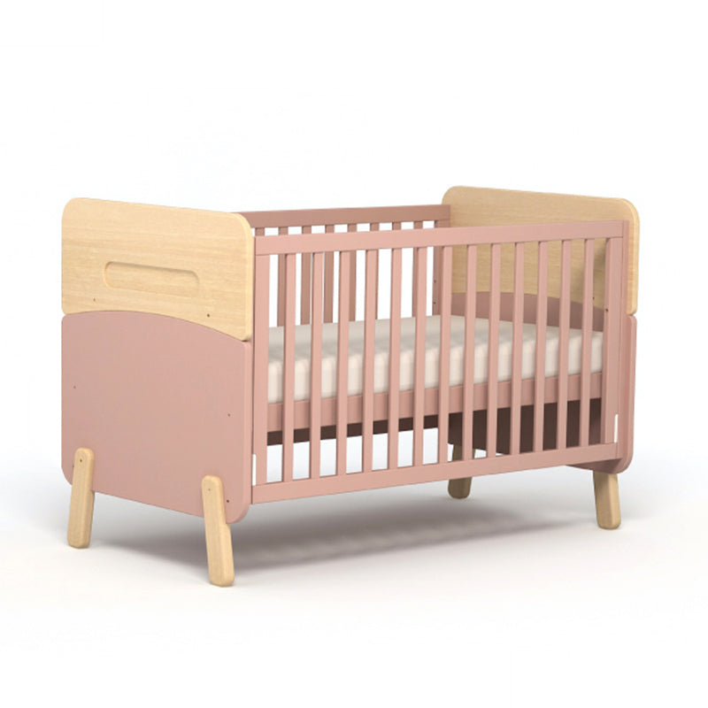 Nordic Style Solid Wood Crib Rectangle Bedroom 3-In-1 Convertible Crib