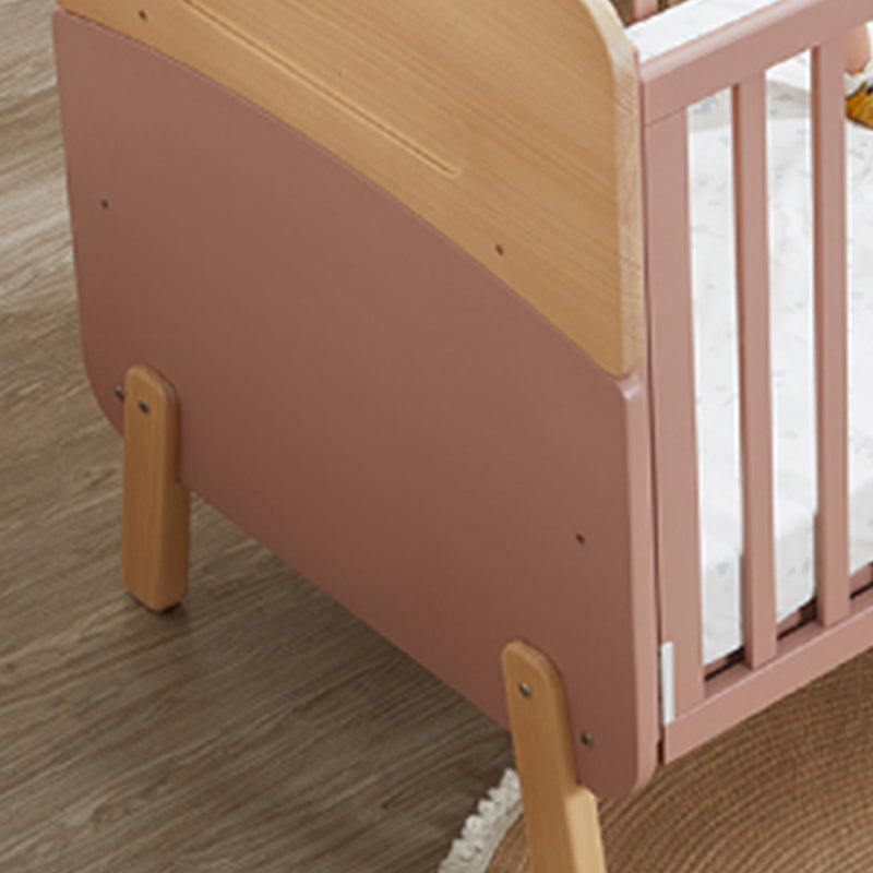 Nordic Style Solid Wood Crib Rectangle Bedroom 3-In-1 Convertible Crib