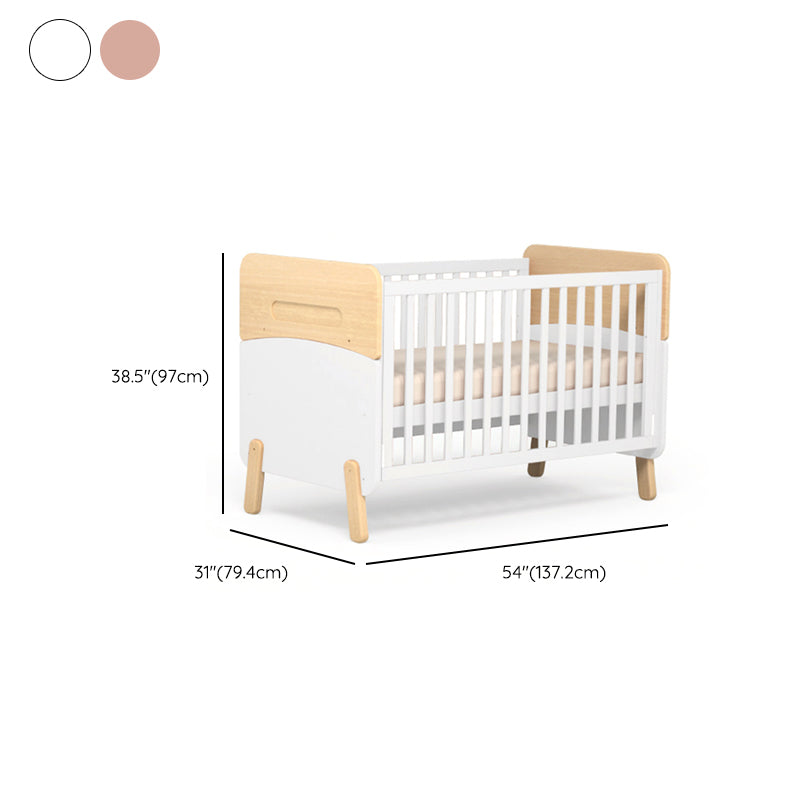 Nordic Style Solid Wood Crib Rectangle Bedroom 3-In-1 Convertible Crib