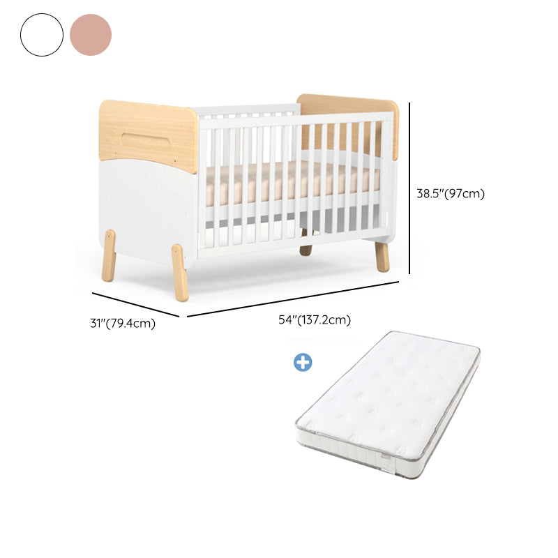 Nordic Style Solid Wood Crib Rectangle Bedroom 3-In-1 Convertible Crib