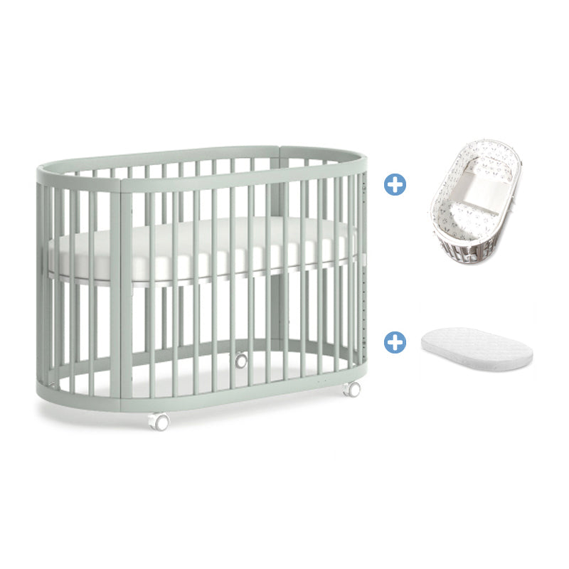 Nordic Style Oval Shape Crib Solid Wood 4-In-1 Convertible Crib