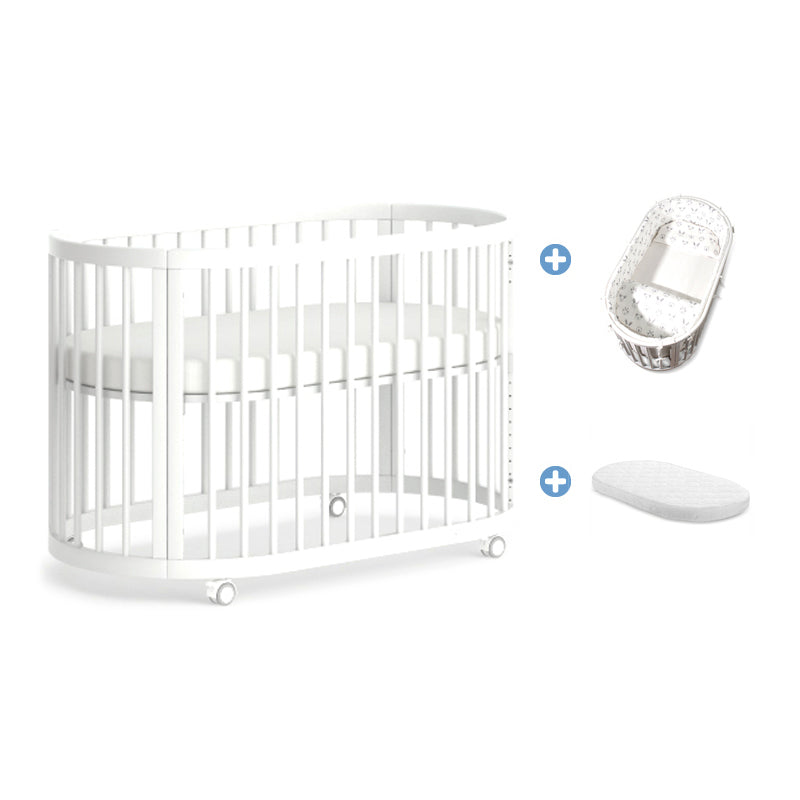 Nordic Style Oval Shape Crib Solid Wood 4-In-1 Convertible Crib