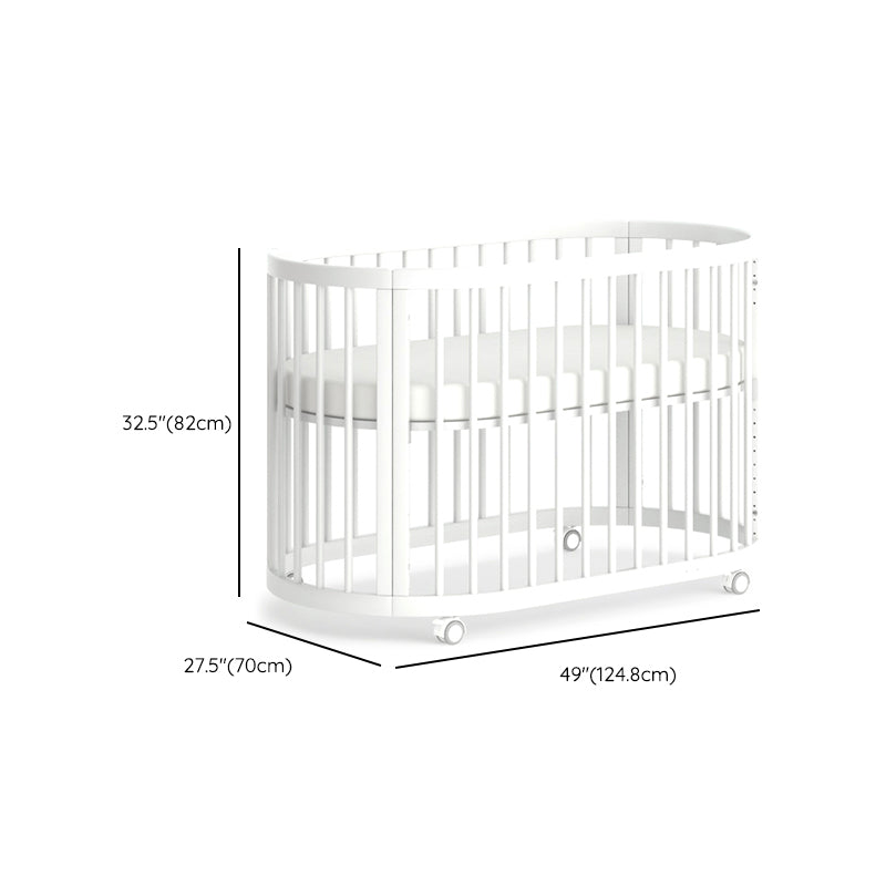 Nordic Style Oval Shape Crib Solid Wood 4-In-1 Convertible Crib