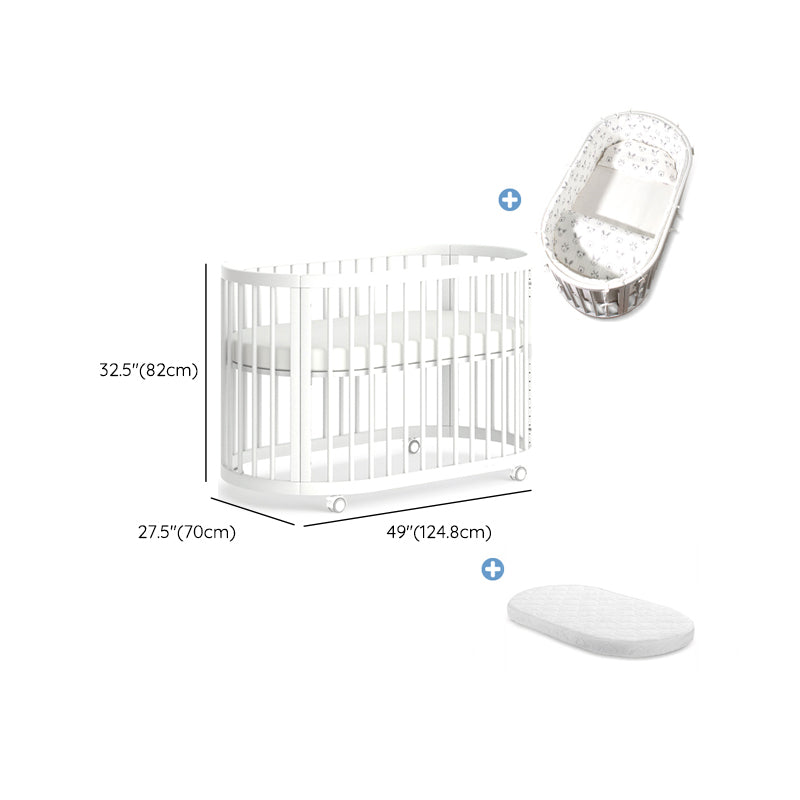 Nordic Style Oval Shape Crib Solid Wood 4-In-1 Convertible Crib