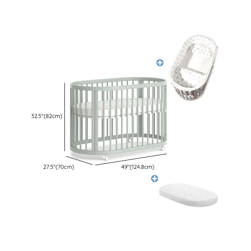 Nordic Style Oval Shape Crib Solid Wood 4-In-1 Convertible Crib