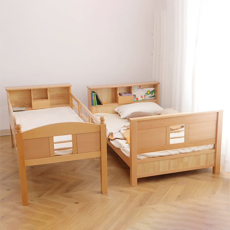 Solid Wood Bunk Bed Panel Headboard Beech Kids Bed with Stairway