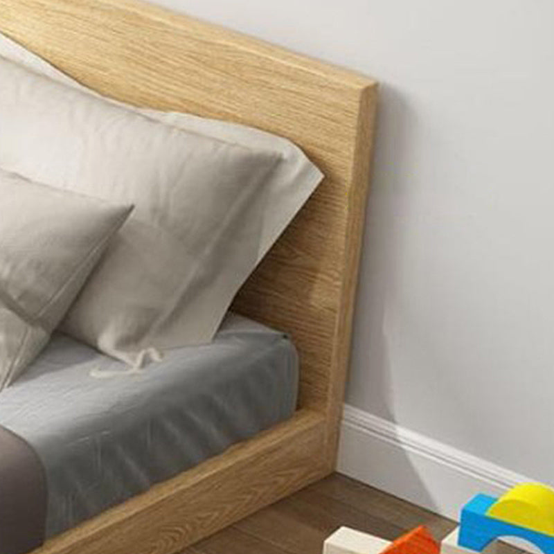 Wood Platform Bed Frame Natural Platform Bed with Rectangular Headboard
