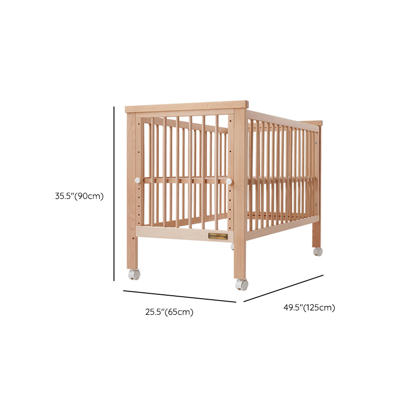 Rectangle Movable Crib Home Solid Wood Adjustable Height Crib