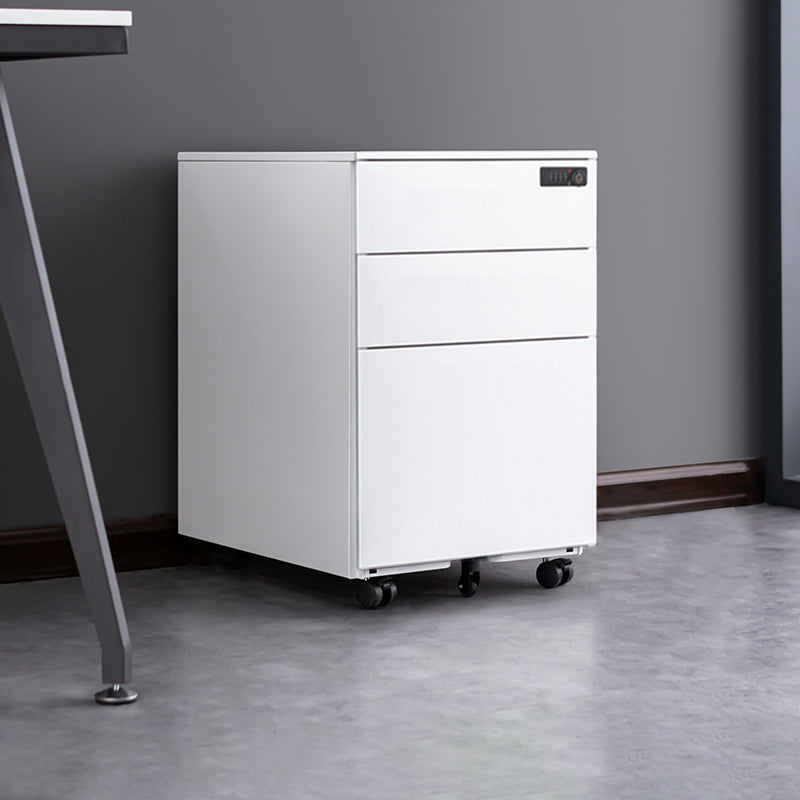 Contemporary File Cabinets Steel Frame Electronic Lock Vertical File Cabinet with Wheels